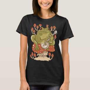 Cottagecore Frog Mushroom Banjo Flowers Forest Nat T-Shirt