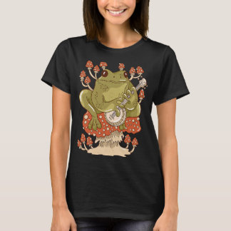 Cottagecore Frog Mushroom Banjo Flowers Forest Nat T-Shirt