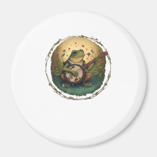 Cottagecore Frog Playing Banjo Goblincore Aestheti Magnet