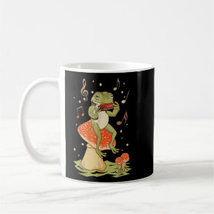 Cottagecore Frog Playing Harmonica Player Mushroom Coffee Mug