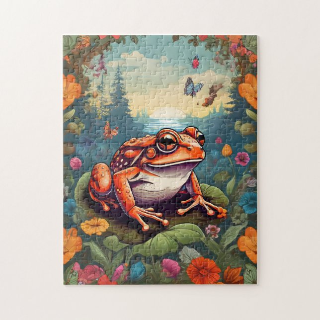 Cottagecore Frog Puzzle - Psychedelic Jigsaw (Vertical)