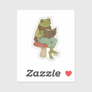 Cottagecore Frog Reading Book On Mushroom Laptop S