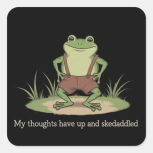 Cottagecore Frog Skedaddle Funny Sarcastic Square Sticker