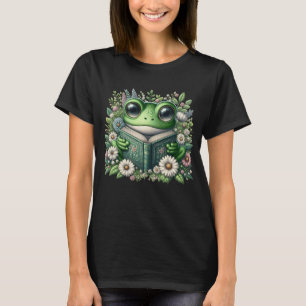 Cottagecore Frog Surrounded By Flowers Cute Aesthe T-Shirt
