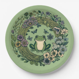 Cottagecore Frog Wildflowers                       Paper Plate