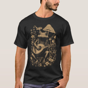 Cottagecore Frog With Acoustic Guitar Mushroom Aes T-Shirt