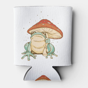 Cottagecore frog with mushroom can cooler