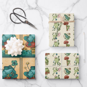 Cottagecore frog with mushroom  wrapping paper sheet