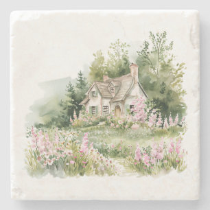 Cottagecore Garden Cottage Stone Coaster
