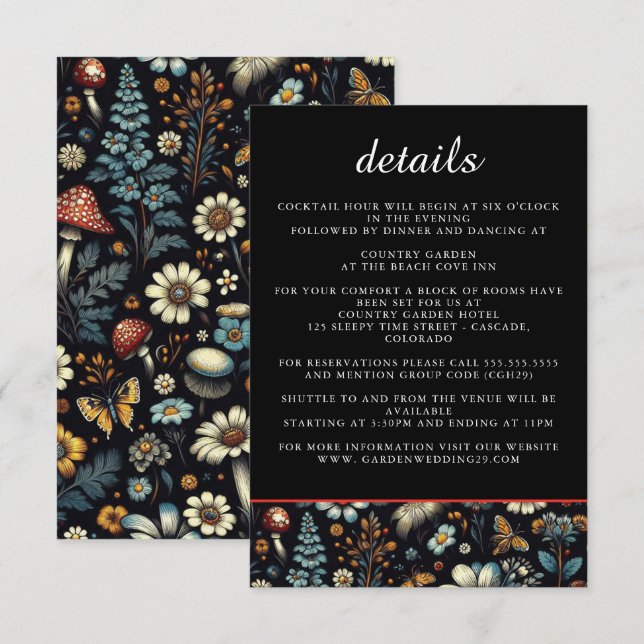 Cottagecore Garden Details Enclosure Card (Front/Back)