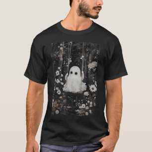 Cottagecore Ghost Swing Floral Aesthetic Halloween T-Shirt