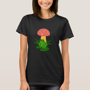 Cottagecore Goblincore Frog Under Mushroom Forest T-Shirt