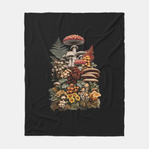 Cottagecore  Goblincore Mushroom Foraging Fleece Blanket