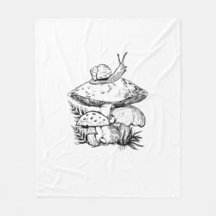 Cottagecore Goblincore Mushroom Snail Fleece Blanket
