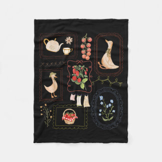 Cottagecore Goose Gardening Retro Summer Spring Fleece Blanket