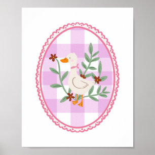 Cottagecore Goose Illustration - Cute White Duck Poster