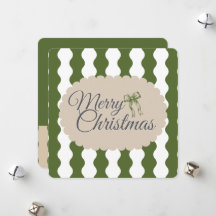 Cottagecore Green Stripes Custom Photo Christmas