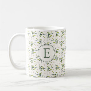 Cottagecore Greenery Leaves Flowers Initial E Coffee Mug