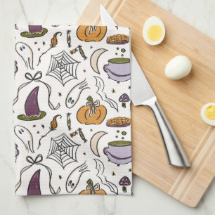 Cottagecore Halloween Pattern Tea Towel