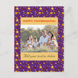 Cottagecore harvest thanksgiving wishes purple postcard