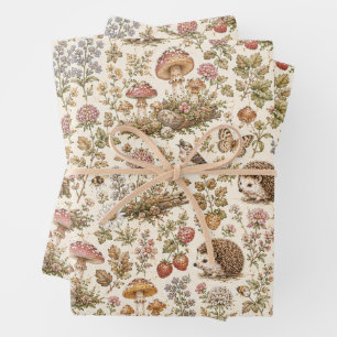 Cottagecore Hedgehog Mushroom Wrapping Paper