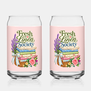 Cottagecore Laundry Lavender Floral Linens Can Glass