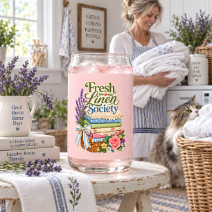 Cottagecore Laundry Lavender Floral Linens Can Glass