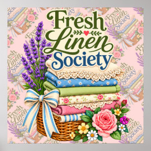 Cottagecore Laundry Lavender Floral Linens Poster