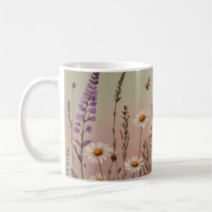 Cottagecore Lavender and Daisy Floral Botanical Coffee Mug