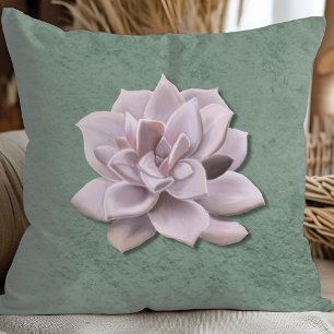 Cottagecore Lavender Echeveria Hand-Drawn Cushion