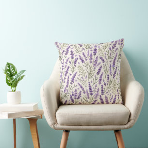 Cottagecore Lavender Sprig Botanical Cushion