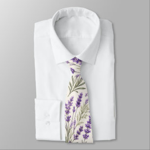 Cottagecore Lavender Sprig Botanical Tie