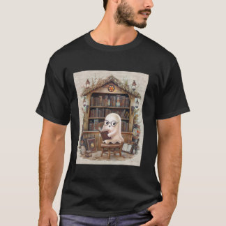 Cottagecore Librarian Cute Spooky Ghost Reading Bo T-Shirt