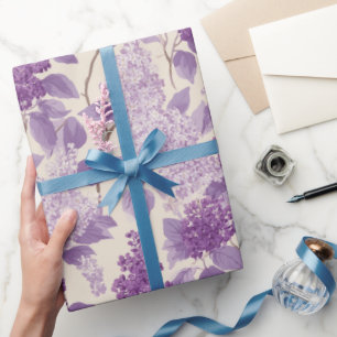 Cottagecore Lilac Flower Cream Floral Pattern Wrapping Paper