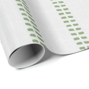 Cottagecore Linen stripes simple green cabin decor Wrapping Paper