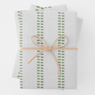Cottagecore Linen stripes simple green cabin decor Wrapping Paper Sheet