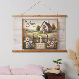 Cottagecore “Love Grows Here”  Hanging Tapestry