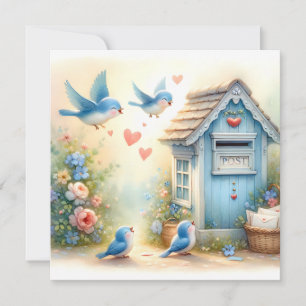 Cottagecore Love Letters Bluebird Mailbox Card