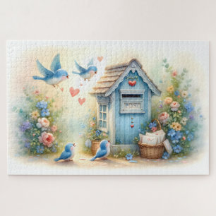 Cottagecore Love Letters Bluebird Mailbox Jigsaw Puzzle