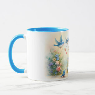 Cottagecore Love Letters Bluebird Mailbox Mug