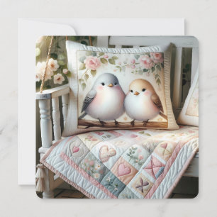 Cottagecore Lovebird Floral Quilt Scene