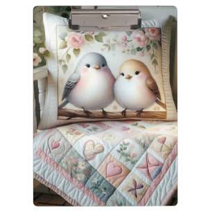 Cottagecore Lovebird Floral Quilt Scene Clipboard