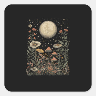 Cottagecore Moon Mushroom Moonphase Goblincore Square Sticker