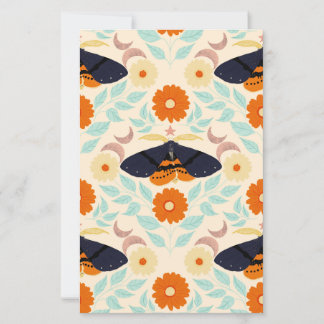 Cottagecore Moth Pattern Art | Retro Floral Design