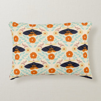Cottagecore Moth Pattern Art | Retro Floral Design Decorative Cushion