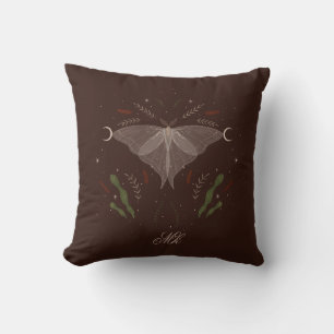 Cottagecore Moth Personalized Throw Pillow