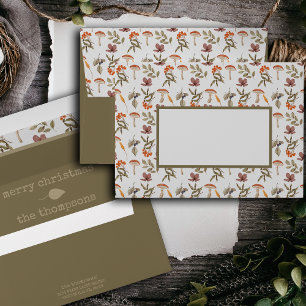 Cottagecore Mushroom Botanical Fairycore Christmas Envelope
