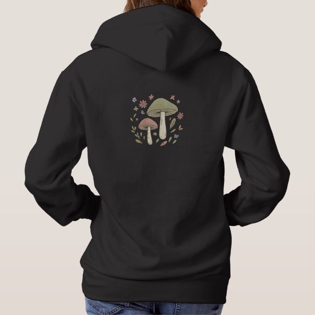 Cottagecore Mushroom Botanical Graphic Hoodie (Back)