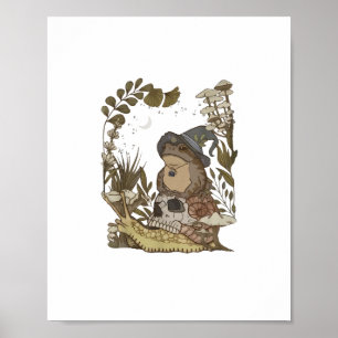 Cottagecore Mushroom Botanical Witchy Frog Goblinc Poster