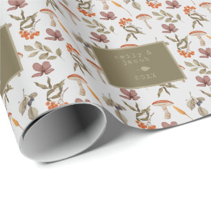 Cottagecore Mushroom Botanical Woodsy Christmas Wrapping Paper